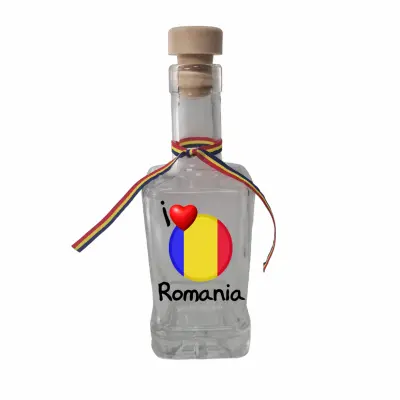 I love romania, sticla cu mesaj patrata, 250 ml, model divgs318 07